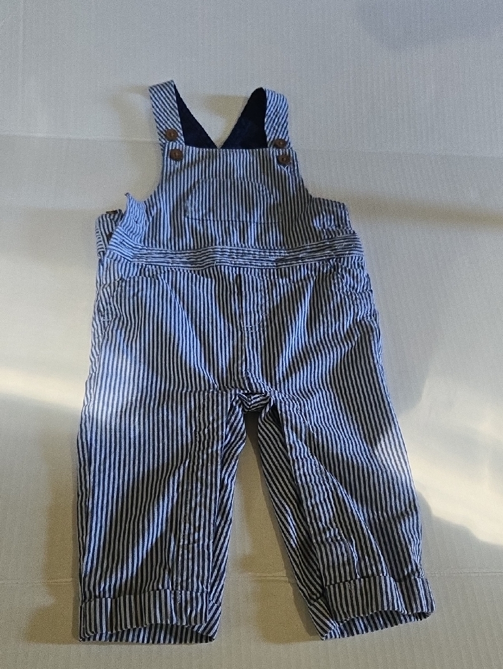Janie & Jack Boys Sz 6 12 Month Blue Design Overalls Cute Great Condition